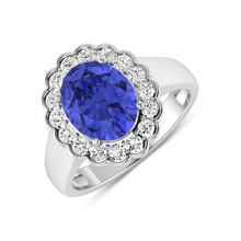 Load image into Gallery viewer, Genuine Diamond and Tanzanite Halo Ring
