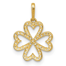 Load image into Gallery viewer, 10k Gold CZ Four Leaf Clover Heart Pendant