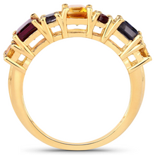 Load image into Gallery viewer, 14K Yellow Gold-Plated Multi Stones Sterling Silver Cluster Ring