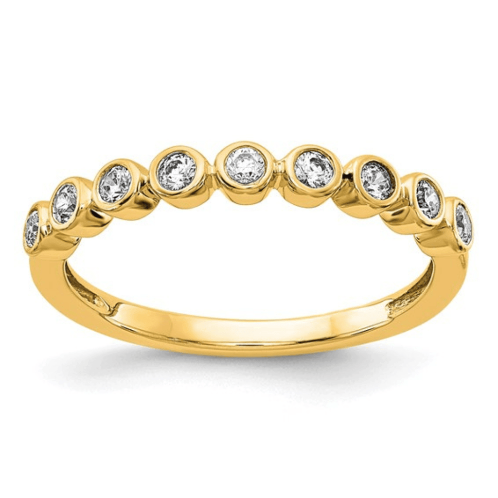 14K Yellow Gold Diamond Band Bezel Set Lab Grown Diamond Ring, Wedding Band for Women, Round Half Eternity Band, Stacking Ring Gift for Her
