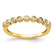 Load image into Gallery viewer, 14K Yellow Gold Diamond Band Bezel Set Lab Grown Diamond Ring, Wedding Band for Women, Round Half Eternity Band, Stacking Ring Gift for Her