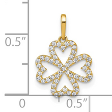 Load image into Gallery viewer, 10k Gold CZ Four Leaf Clover Heart Pendant
