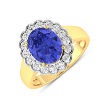 Load image into Gallery viewer, Genuine Diamond and Tanzanite Halo Ring