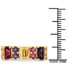Load image into Gallery viewer, 14K Yellow Gold-Plated Multi Stones Sterling Silver Cluster Ring