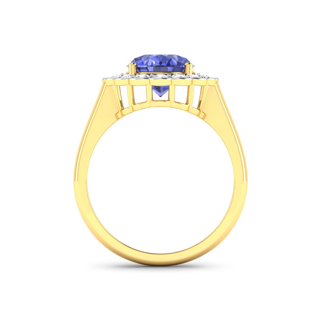 Genuine Diamond and Tanzanite Halo Ring