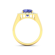 Load image into Gallery viewer, Genuine Diamond and Tanzanite Halo Ring