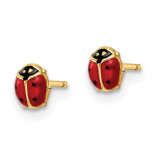 Load image into Gallery viewer, Enameled 14k Gold Ladybug Earrings