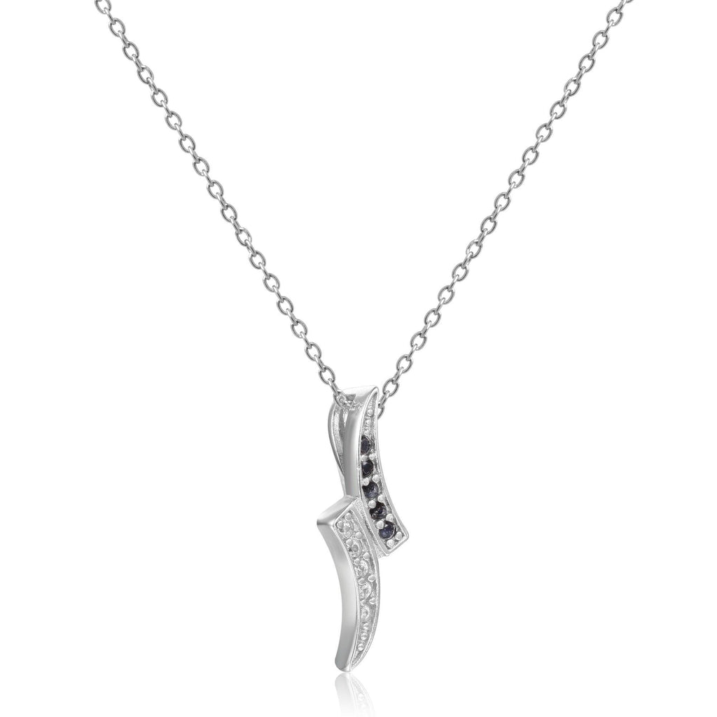 Black Sapphire Dainty Pendant Necklace - FineColorJewels