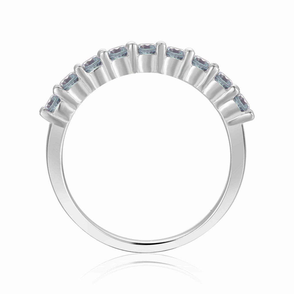  Half Eternity Ring Silver Stacking Color Change Ring Alexandrite Engagement Ring June birthstone Ring Gift for Her - FineColorJewels