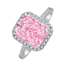 Load image into Gallery viewer, Pink Zircon Ring Radiant Cut Pink Cz  Ring 