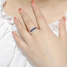 Load image into Gallery viewer, Blue Sapphire Engagement Ring Half Eternity Ring Sapphire Royal Blue Ring For Women September Birthstone