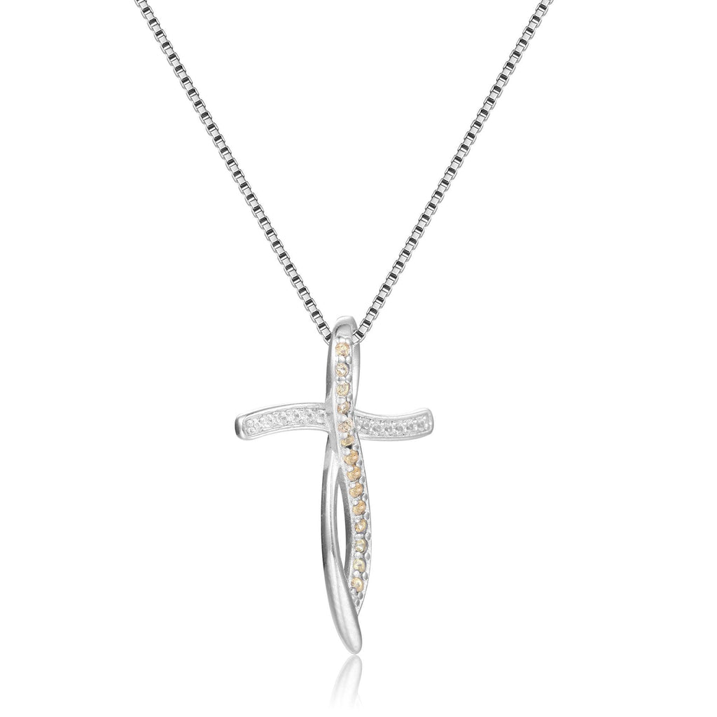 Yellow Sapphire Cross Necklace - FineColorJewels