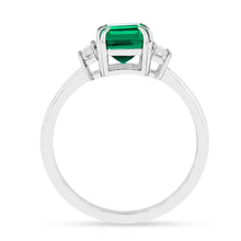 Load image into Gallery viewer, Colombian Created Emerald Three Stone Ring Fine Color Jewels best gift for girls, best gift for women, Christmas gift, Colombian emerald engagement ring, Colombian emerald ring, dla-dm-discount-all-154898, Emerald Gemstone Jewelry, emerald rings for women, gift for her, Gift for Mom, gift from daughter, gift ideas for her, gifts for her, green promise ring, Lab Emerald Ring, lab grown emerald ring, may birthstone ring, Mother&#39;s Day Gift, New Year gift, ring for women, Valentine&#39;s Day gift