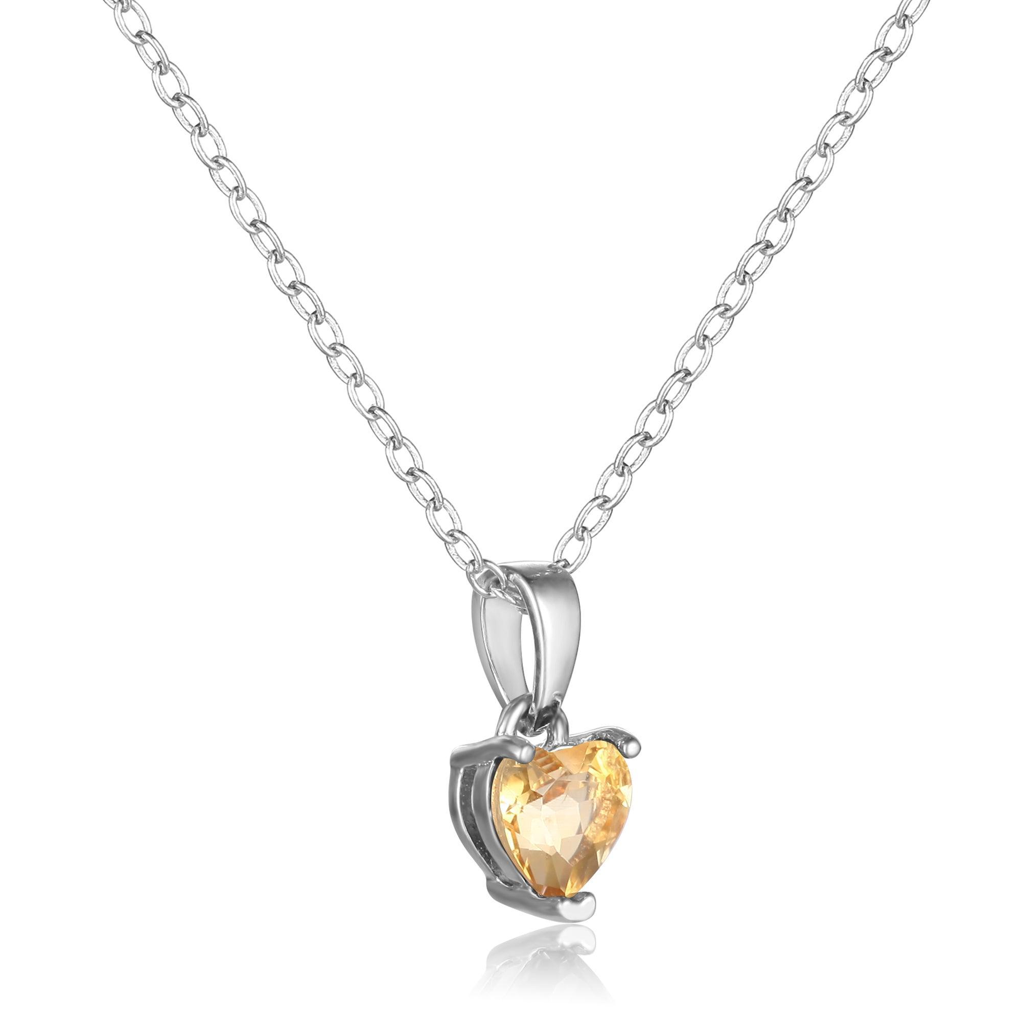 Citrine Heart Necklace - FineColorJewels
