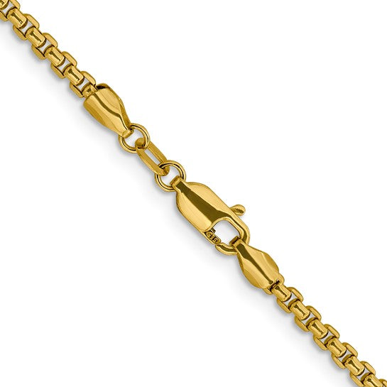 14K Yellow Gold Diamond-Cut Round Box Chain Necklaces for Men and Women