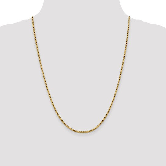14K Yellow Gold Diamond-Cut Round Box Chain Necklaces for Men and Women