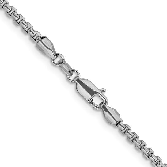 14K White Gold Diamond-Cut Round Box Chain Necklaces for Men and Women