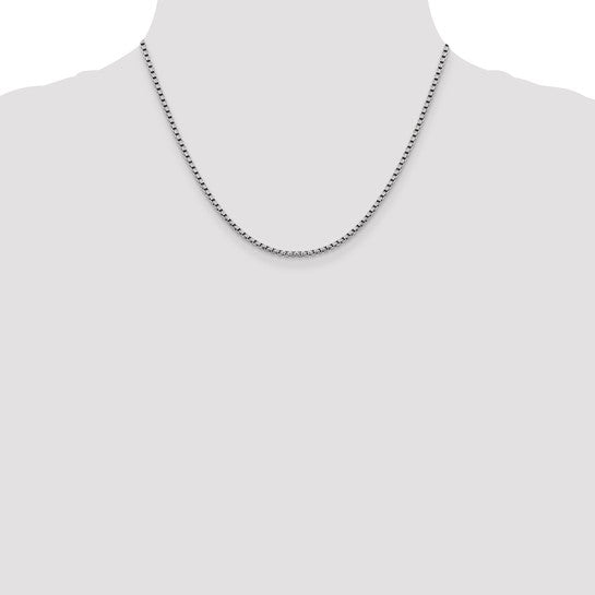 14K White Gold Diamond-Cut Round Box Chain Necklaces for Men and Women