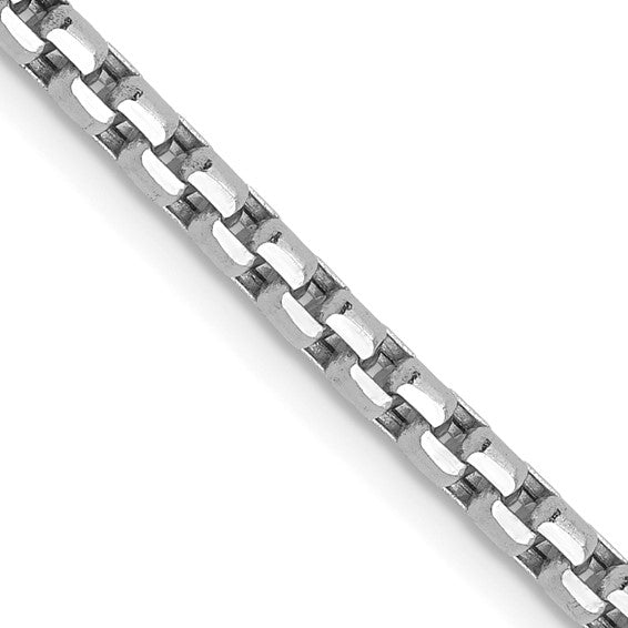 14K White Gold Diamond-Cut Round Box Chain Necklaces for Men and Women