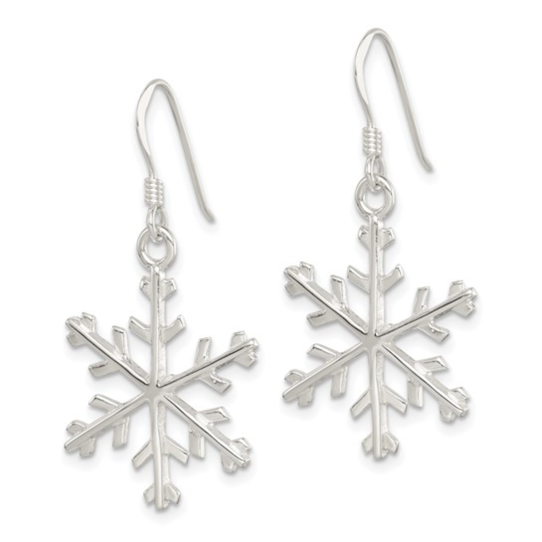Snowflake Dangle Silver Earrings