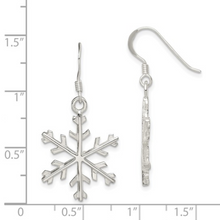 Load image into Gallery viewer, Snowflake Dangle Silver Earrings