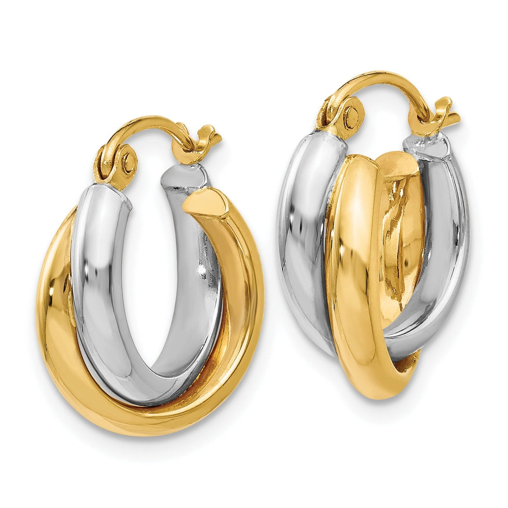 14K Gold Two-Tone Hinged Hoop Earrings
