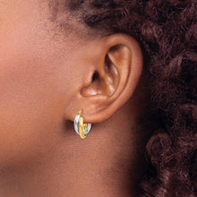 Load image into Gallery viewer, 14K Gold Two-Tone Hinged Hoop Earrings
