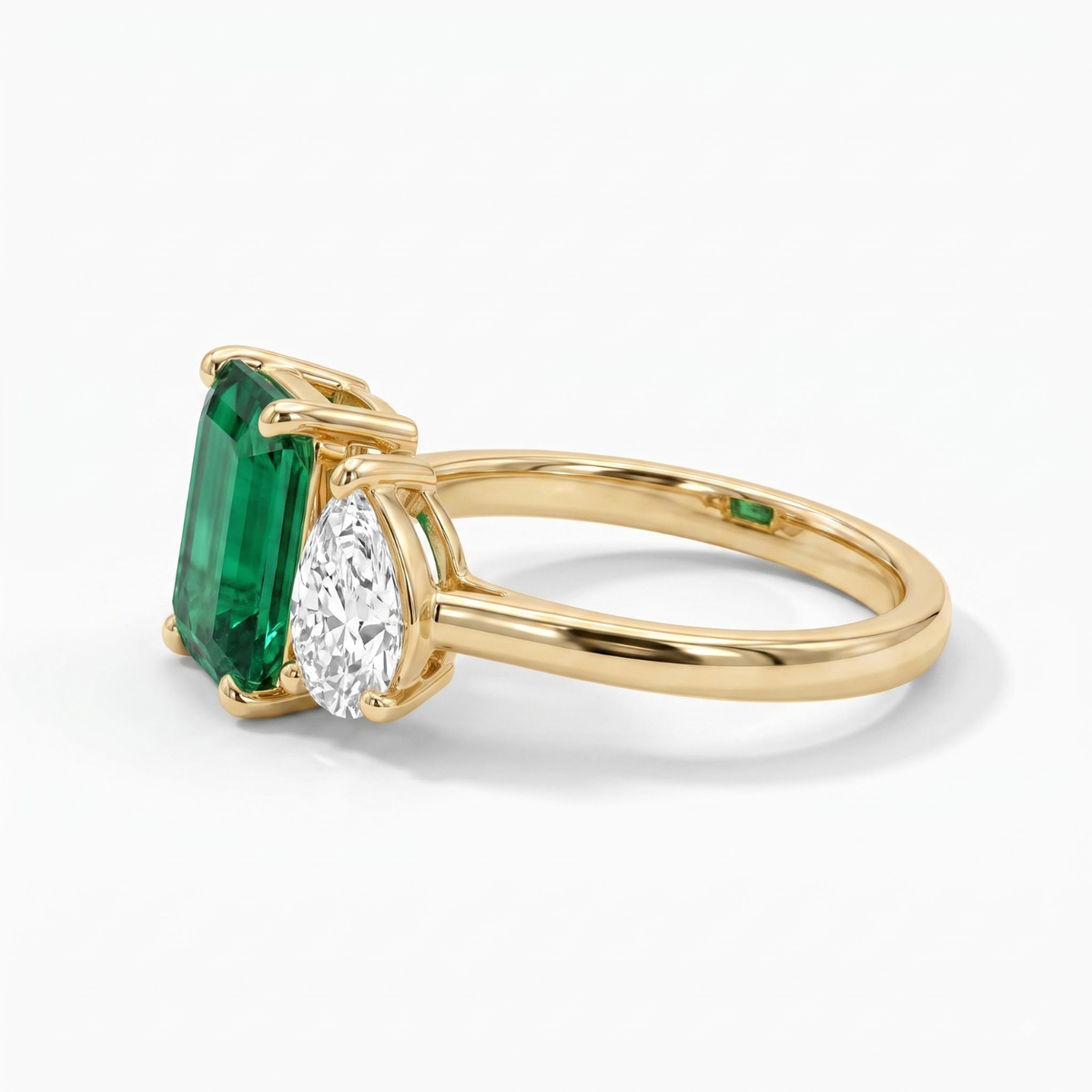 2.60 Cttw Octagon Emerald, Ruby, Sapphire and Lab Diamond 14K Yellow Gold Toi et Moi Ring