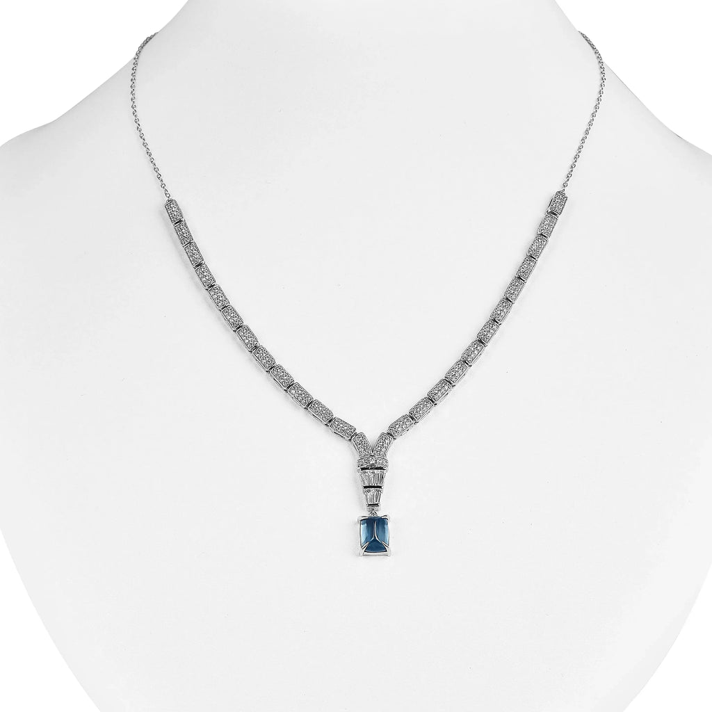 Natural London Blue Topaz Birthstone Necklace