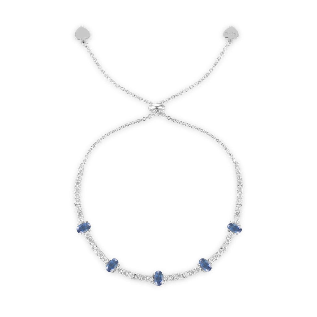 Genuine Sapphire Bracelet with Natural White Zircon