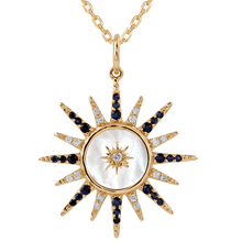 Load image into Gallery viewer, Mother of Pearl Sapphire Pendant Necklace
