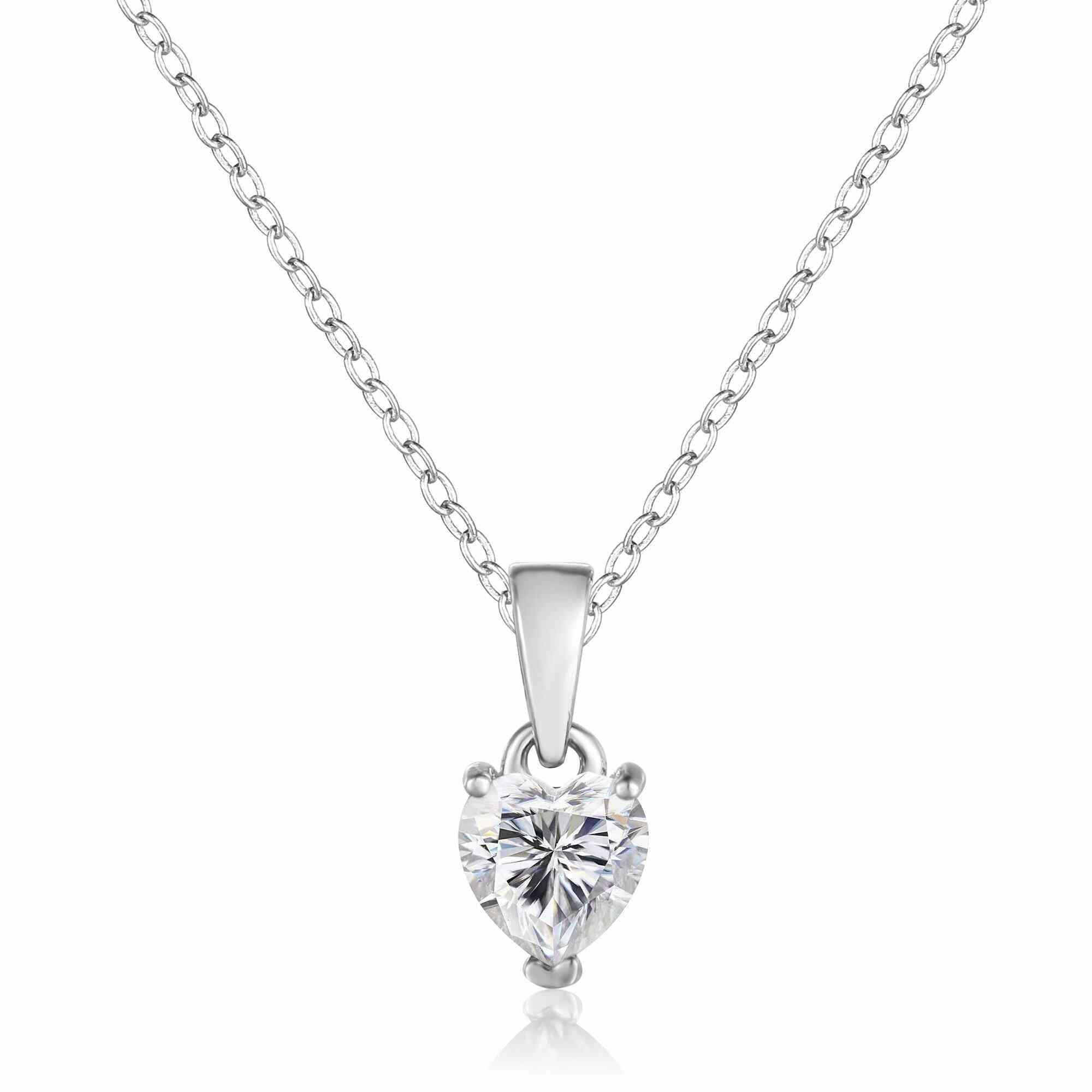 Moissanite Heart Necklace - FineColorJewels