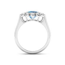 Load image into Gallery viewer, Genuine Diamond and Aquamarine Halo Ring