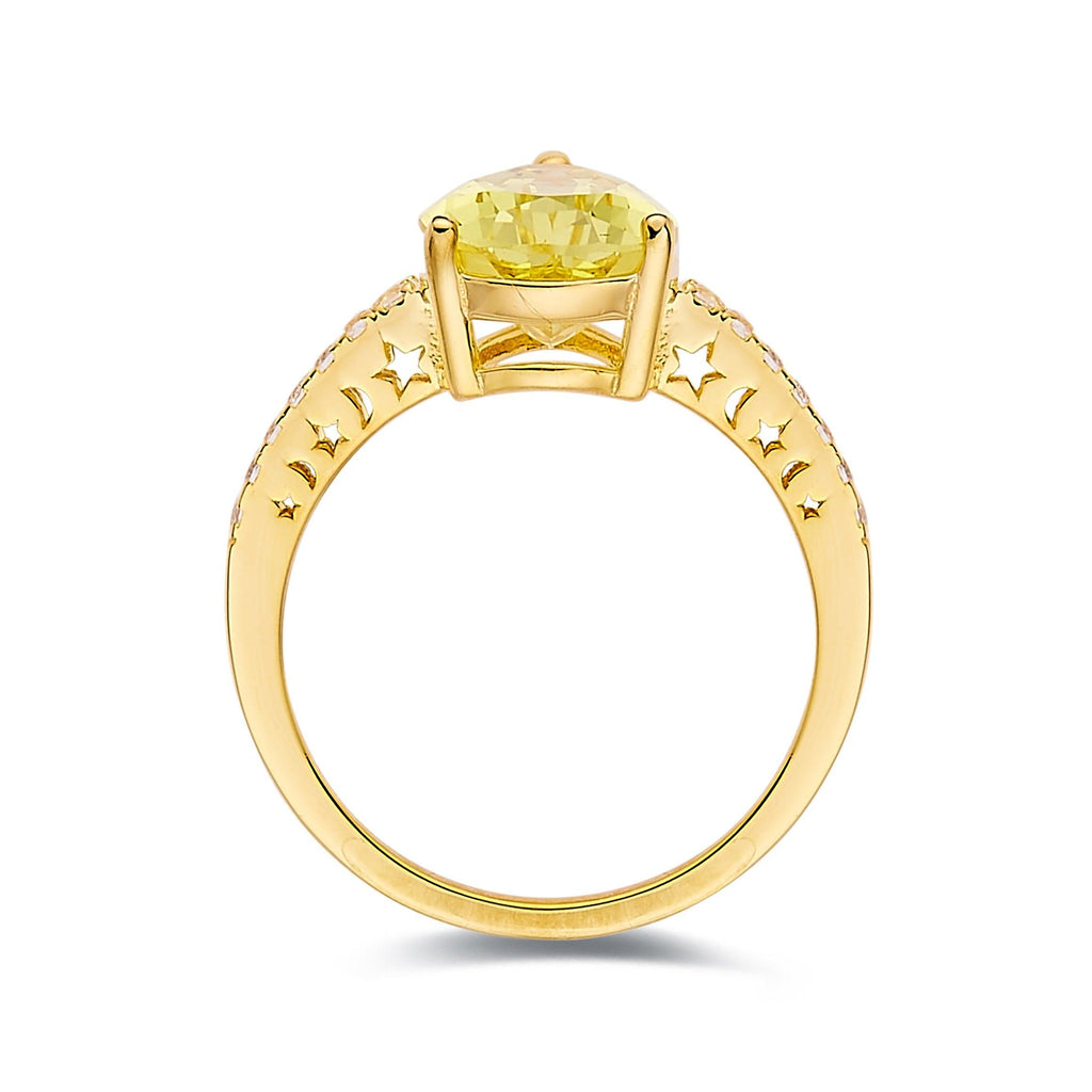 Canary Yellow Sapphire Ring with Accents 18K Yellow Gold Plated Sterling Silver Yellow Diamond Bold Ring Engagement Ring Gift for Women- FineColorJewels