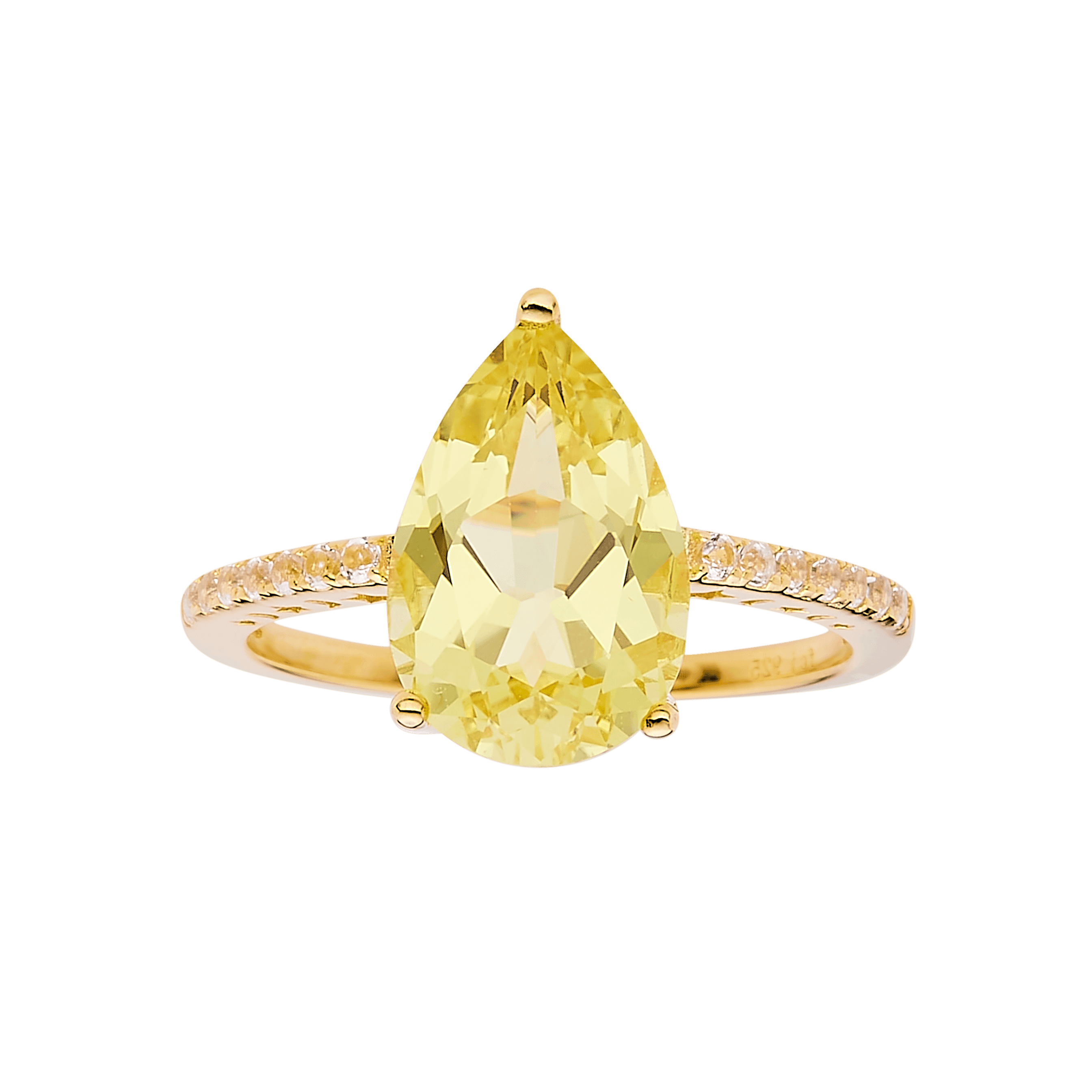 18K Yellow Gold Plated Sterling Silver Yellow Diamond Bold Ring Engagement Ring - FineColorJewels