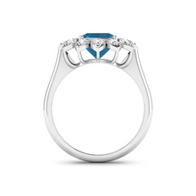 Load image into Gallery viewer, Genuine London Blue Topaz and Diamond Halo Ring