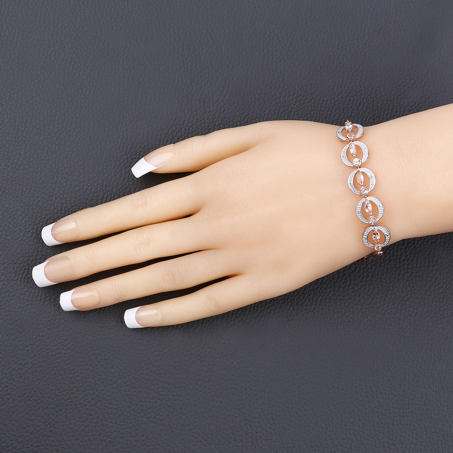 Genuine Morganite and Real Diamond Bolo Bracelet Fine Color Jewels
