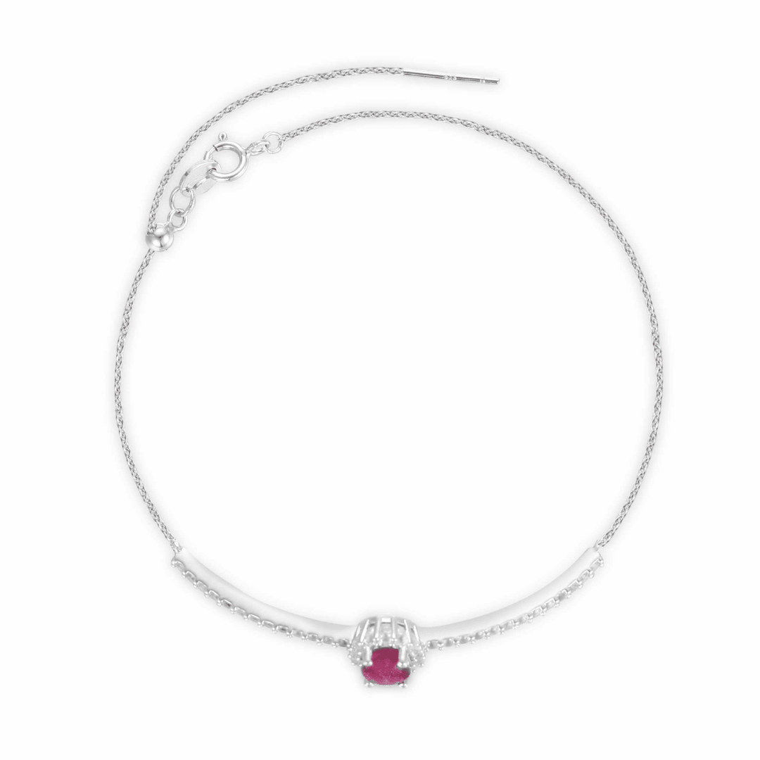 Ruby Solitaire Rhodium Plated Bracelet Fine Color Jewels 925-Sterling-Silver, bracelet, dla-dm-discount-all-143240, dla-dm-discount-all-144372, dla-dm-discount-all-154898, Emerald, Genuine Emerald, Green, New, Oval, Solitaire, White