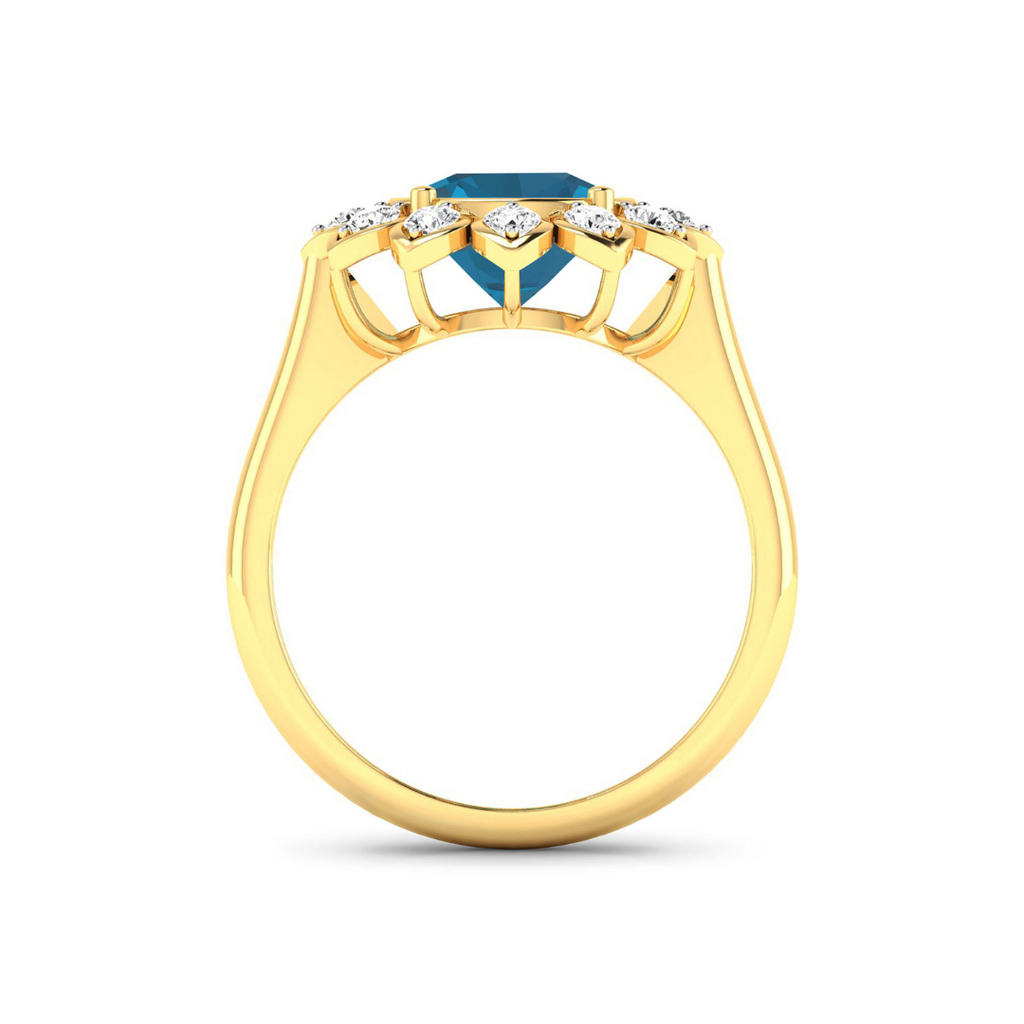 Genuine London Blue Topaz and Diamond Halo Ring