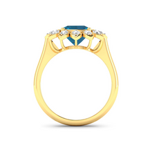 Load image into Gallery viewer, Genuine London Blue Topaz and Diamond Halo Ring
