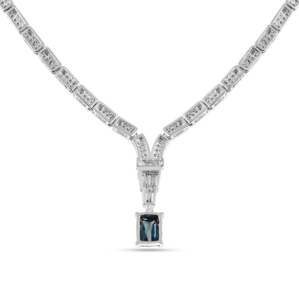 Natural London Blue Topaz Birthstone Necklace
