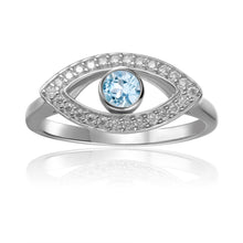 Load image into Gallery viewer, Evil Eye Ring Natural Blue Topaz Protection Ring - FineColorJewels