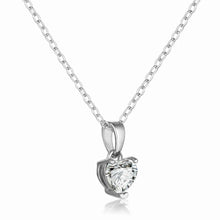 Load image into Gallery viewer, Moissanite Heart NecklaceSolitaire Heart Pendant White Moissanite Heart Pendant Silver  - FineColorJewels