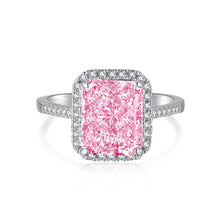 Load image into Gallery viewer, Pink Zircon Ring Radiant Cut Pink Cz  Ring 925 Sterling Silver Best Gift- FineColorJewels
