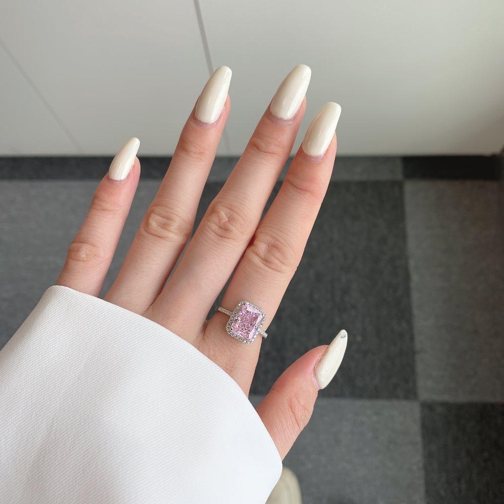  Pink Cz  Ring 925 Sterling Silver ring - FineColorJewels