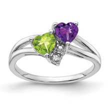 Load image into Gallery viewer, Amethyst and Peridot Dual-Stone Ring
