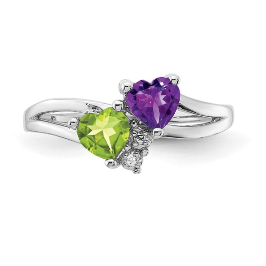 Amethyst and Peridot Dual-Stone Ring