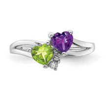 Load image into Gallery viewer, Amethyst and Peridot Dual-Stone Ring