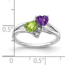 Load image into Gallery viewer, Amethyst and Peridot Dual-Stone Ring