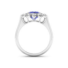 Load image into Gallery viewer, Genuine Tanzanite and Diamond Halo Ring